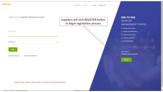 Suppliers will click REGISTER button to begin registration process