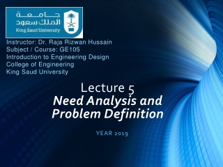 Lecture 5 Need Analysis and Problem Definition