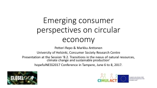 Emerging consumer perspectives on circular economy