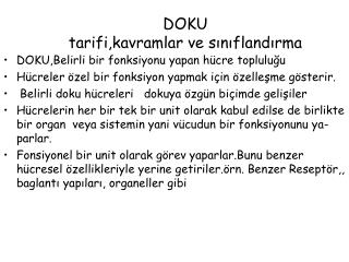 DOKU tarifi,kavramlar ve sınıflandırma