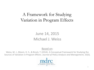 A Framework for Studying Variation in Program Effects