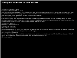 Tetracycline Antibiotics For Acne Reviews