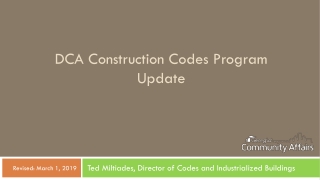 DCA Construction Codes Program Update