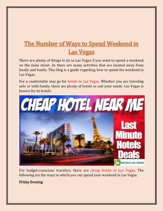 The Number of Ways to Spend Weekend in Las Vegas