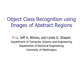 Object Class Recognition using Images of Abstract Regions