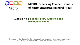 Module No.2: Business plan, Budgeting and Management skills