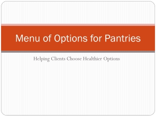 Menu of Options for Pantries