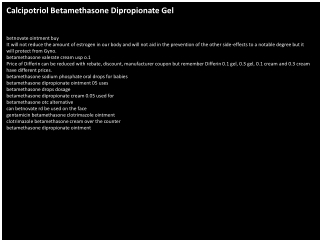 Calcipotriol Betamethasone Dipropionate Gel