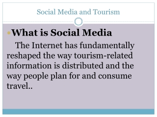 Social M edia and Tourism