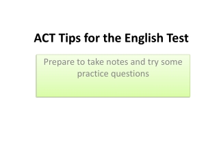 ACT Tips for the English Test