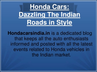 Honda Cars: Dazzling The Indian Roads in Style