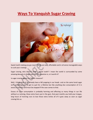 WAYS TO VANQUISH SUGAR CRAVING