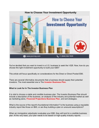 How to Choose Your Investment Opportunity