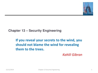 Chapter 13 – Security Engineering