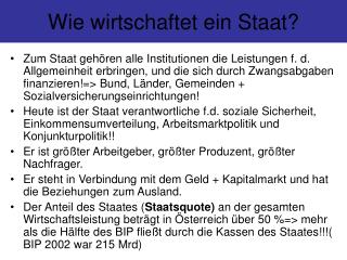 Wie wirtschaftet ein Staat?