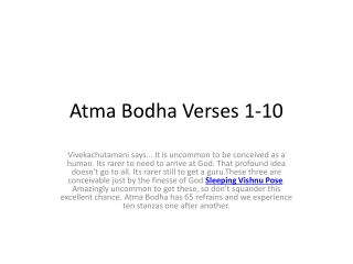 Atma Bodha Verses 1-10