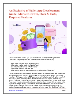 An Exclusive mWallet App Development Guide: Market Growth, Stats & Facts, Required Features