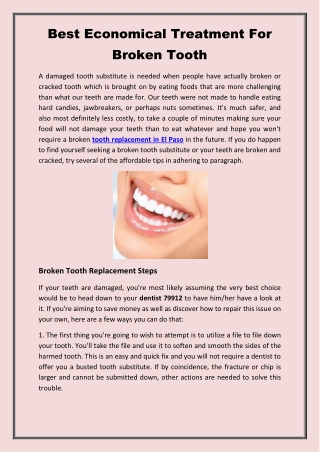 Best Economical Treatment For Broken Tooth
