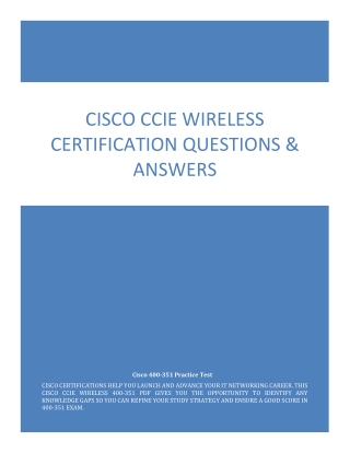 Cisco 400-351 CCIE Wireless Certification Questions & Answers