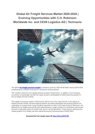 Global Air Freight Services Market 2020-2024 | Evolving Opportunities with C.H. Robinson Worldwide Inc. and CEVA Logisti