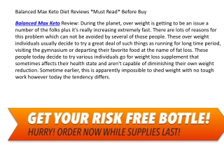 Balanced Max Keto - Advancd Weight Loss Reviews, Cost & Price