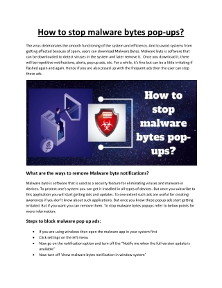 How to stop malware bytes pop-ups?