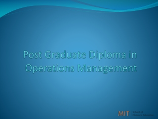 Post Graduate Diploma in Operations Management