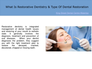 What Is Restorative Dentistry & Type Of Dental Restoration