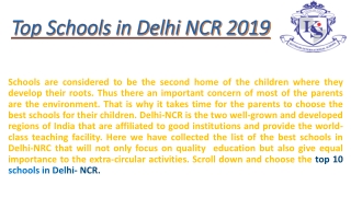 Top Schools in Delhi NCR 2019