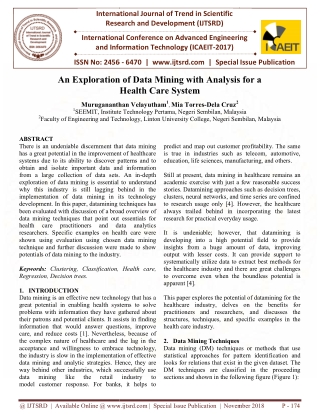 An Exploration of Data Mining with Analysis for a Health Care System