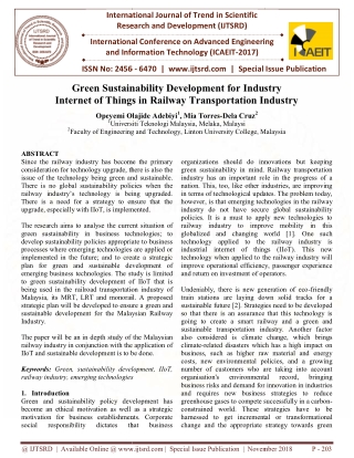 Green Sustainability Development for Industry Internet of Things in Railway Transportation Industry
