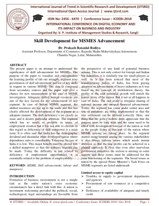 Skill Development for MSMES Advancement