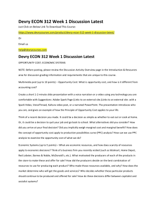 Devry ECON 312 Week 1 Discussion Latest