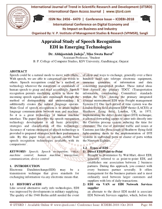 Appraisal Study of Speech Recognition EDI in Emerging Technologies