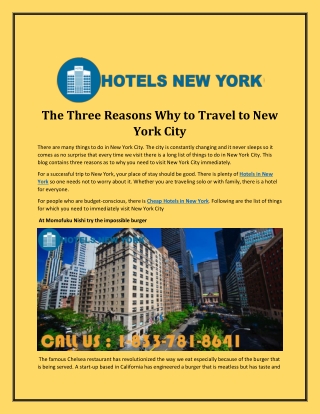 The Three Reasons Why to Travel to New York City