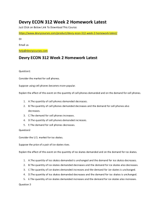 Devry ECON 312 Week 2 Homework Latest