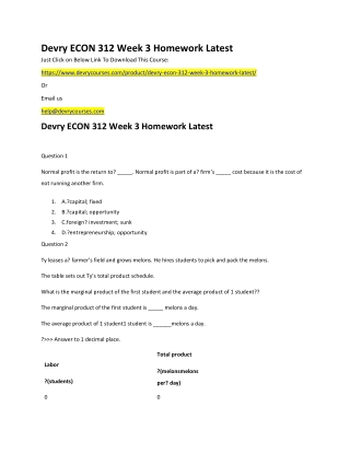 Devry ECON 312 Week 3 Homework Latest