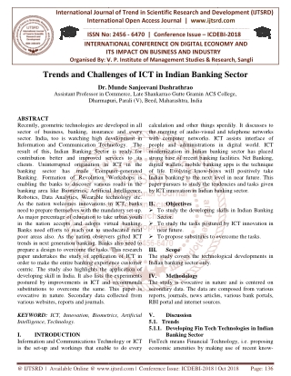 Trends and Challenges of ICT in Indian Banking Sector