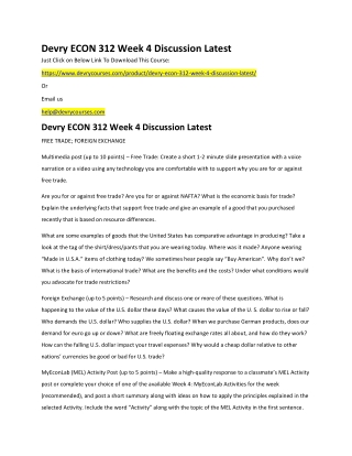 Devry ECON 312 Week 4 Discussion Latest