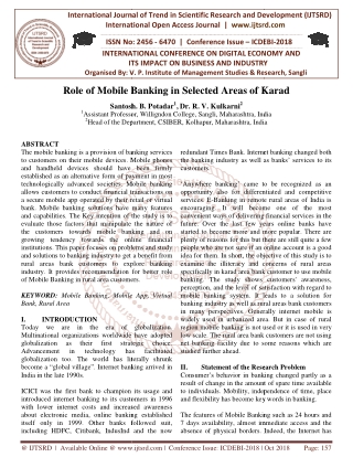 Role of Mobile Banking in Selected Areas of Karad