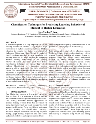 Classification Technique for Predicting Learning Behavior of Student in Higher Education