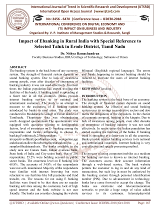 Impact of Ebanking in Rural India with Special Reference to Selected Taluk in Erode District, Tamil Nadu