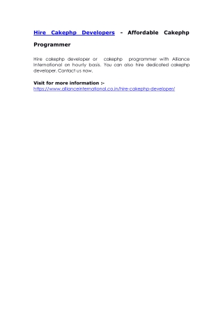 Hire Cakephp Developer - Affordable Cakephp Programmer
