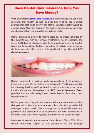 Does Dental Care Insurance Help You