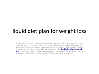 liquid diet plan for weight loss