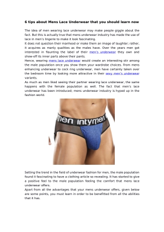 6 tips about Mens Lace Underwear that you should learn now