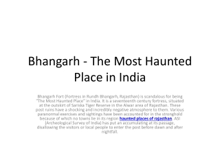 Bhangarh - The Most Haunted Place in India