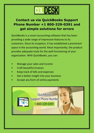 Contact us via QuickBooks Support Phone Number 1 800-329-0391