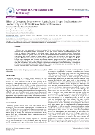 Effect of Cropping Sequence on Agricultural Crops: Implications for Productivity and Utilization of Natural Resources