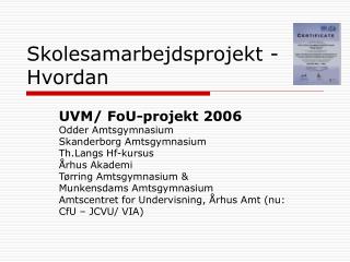 Skolesamarbejdsprojekt - Hvordan